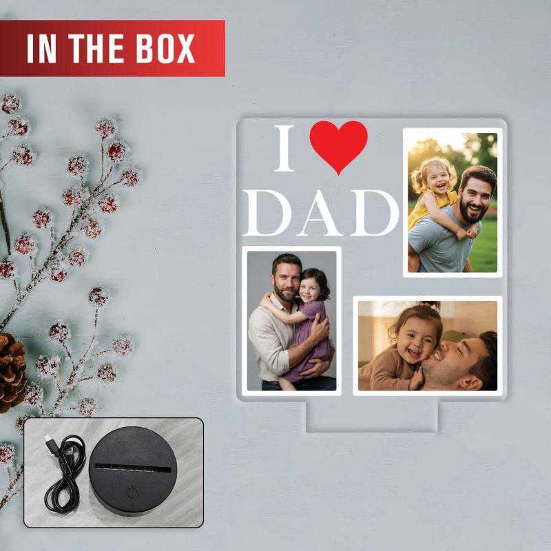 Personalized I Love Dad UV Print Photo LED Lamp Fathers Day Gift Acrylic Light